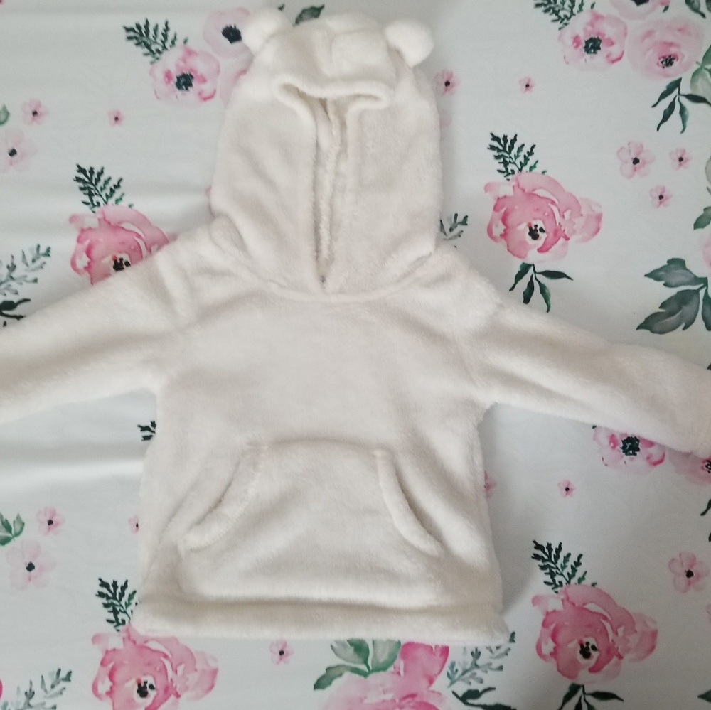 Baby girl white fuzzy hoodie
